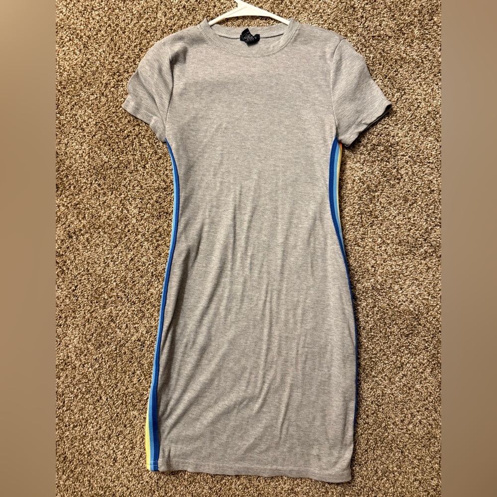 Rue21 Gray Mini Dress with Blue and Yellow Accents